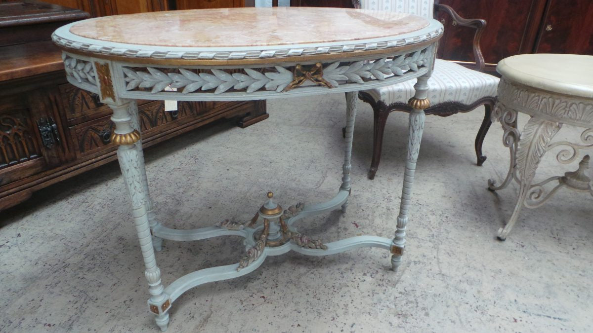 Antique French Carved Oval Table