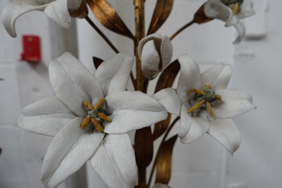 Pair of French brass flower ornaments