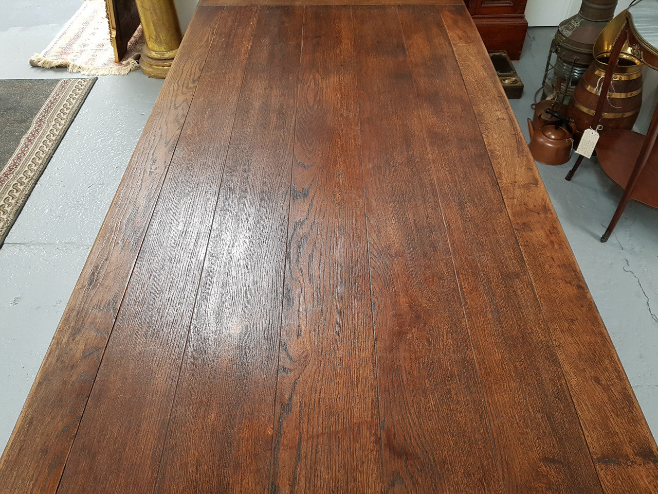 19th Century French Oak pedestal farmhouse table. In very good original detailed condition. Circa 1860's.