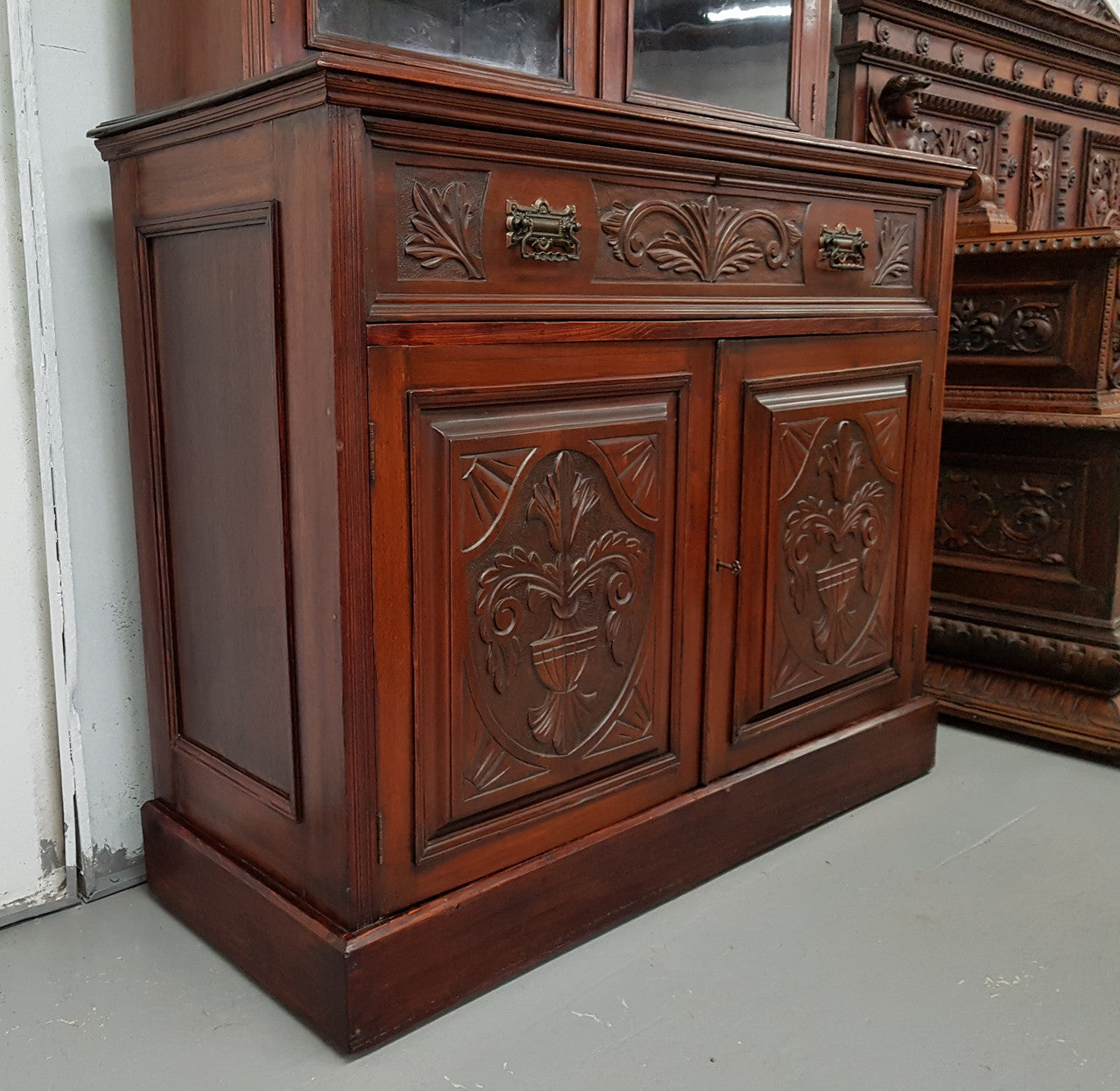 Walnut Edwardian Bookcase With Pull Out Secretaire