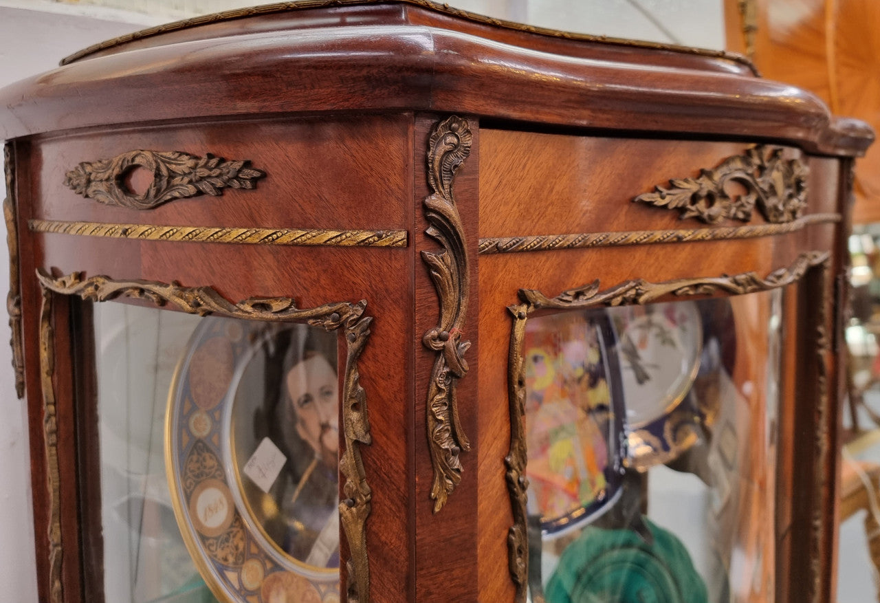Stunning French Louis XV Style Walnut & Ormolu Vitrine