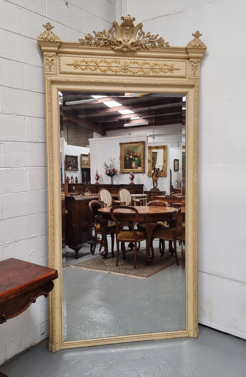 French 19th Century Napoleon III Style Grand Painted & Gilded Mirror