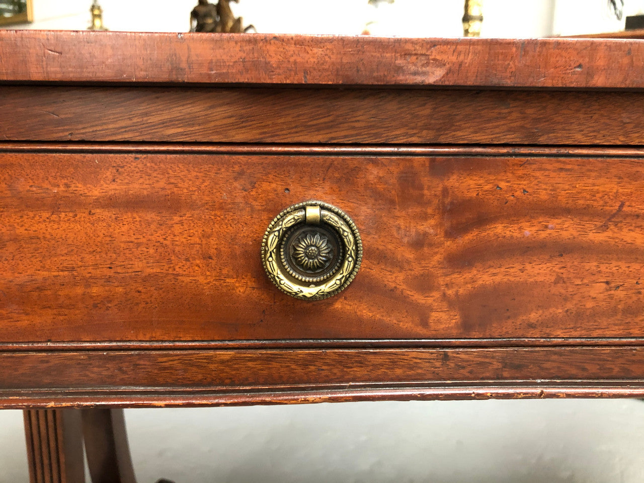 Regency Style 19th Century Leather Top Bureau