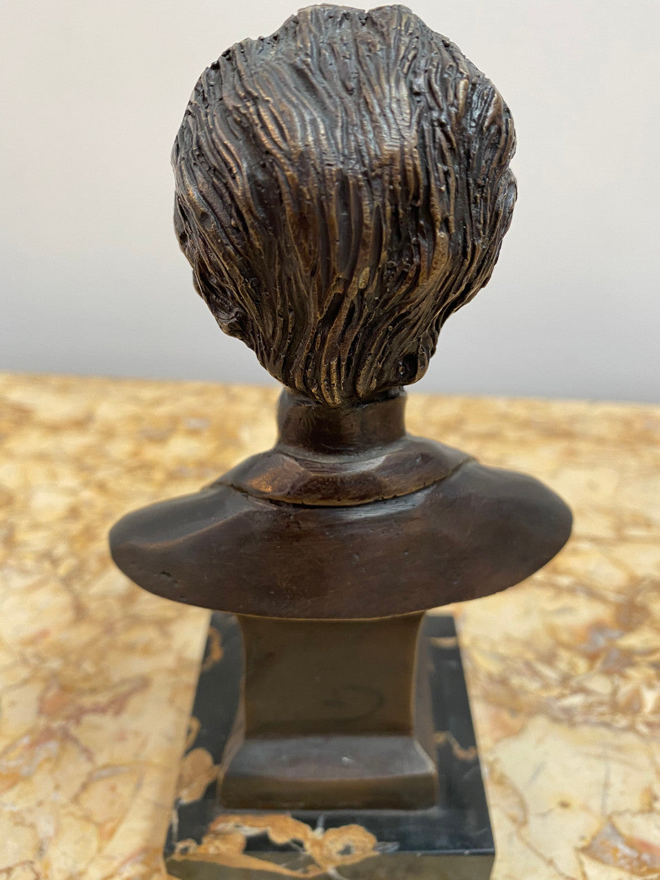 Late Victorian Bramer bust of Johan Strauss on a Portoro marble base in good condition.