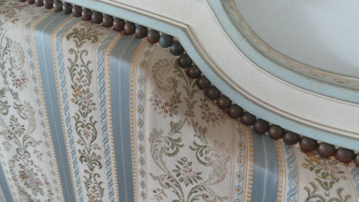 French Chalk Painted Upholstered Queen Size Bed