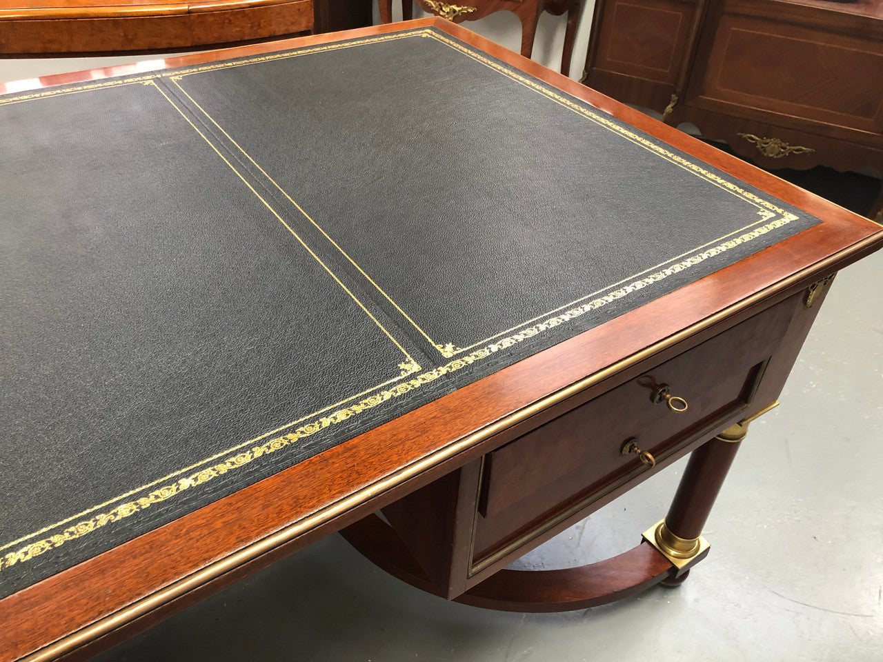 An Impressive French Deco Empire Mahogany Desk