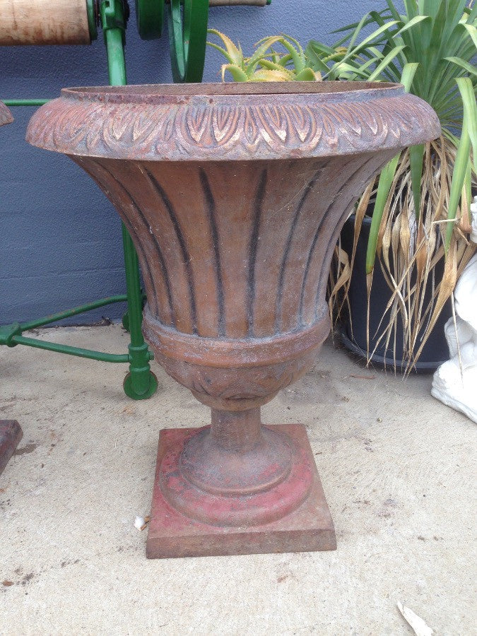 Pair Victorian Cast Iron Urns
