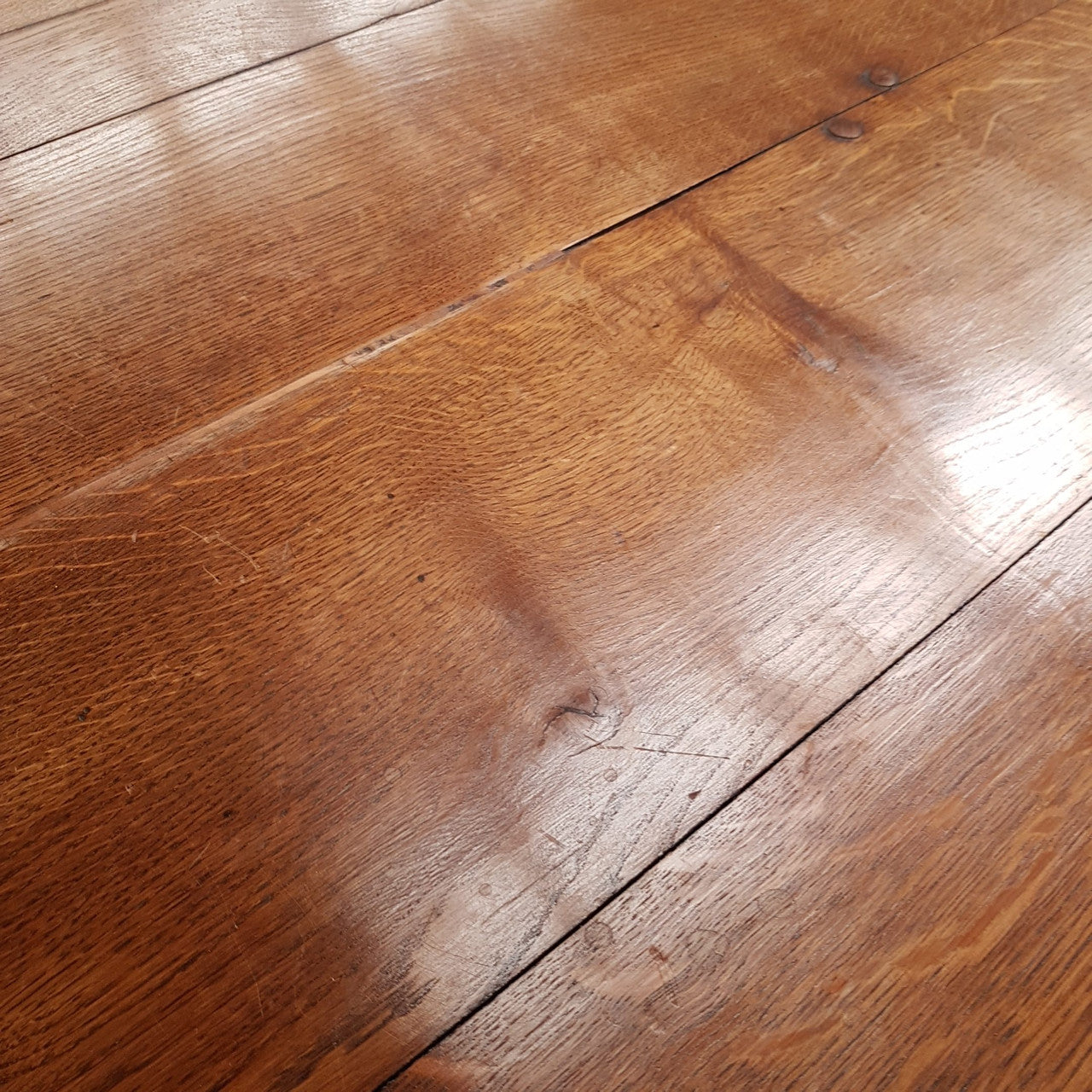 French Oak Stretcher Base Dining Table