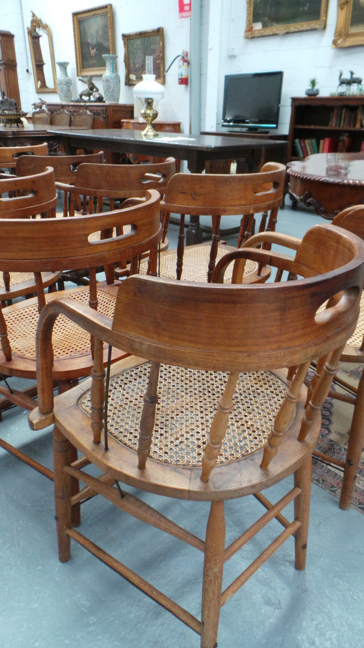 Set Of 10 English Oak Captain’s Chairs