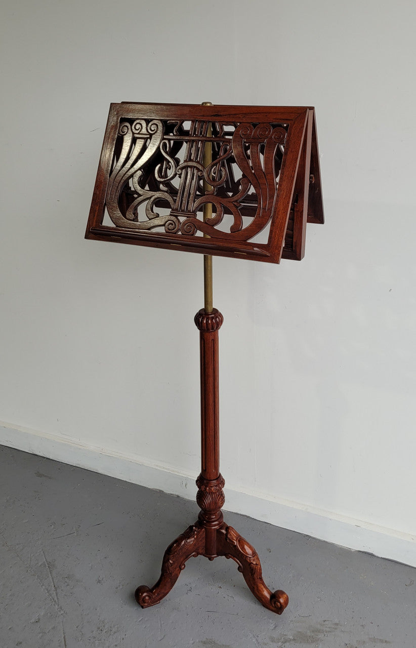 Attractive carved “Duet” reproduction music stand. Excellent condition.