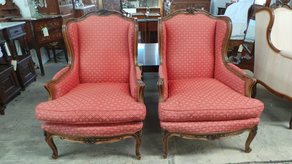 Pair Of French Carved Louis XV Style Fauteuils