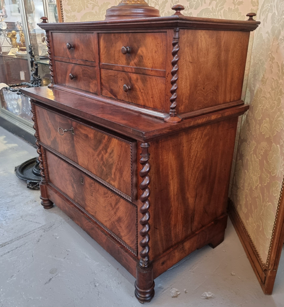 Rare Georgian Flame Mahogany Miniature Chest on Chest