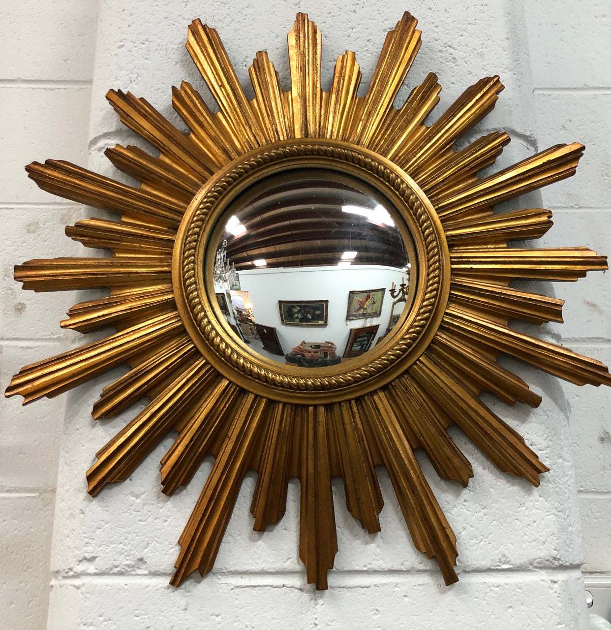 Belgium Gilt Star Burst Convex Mirror