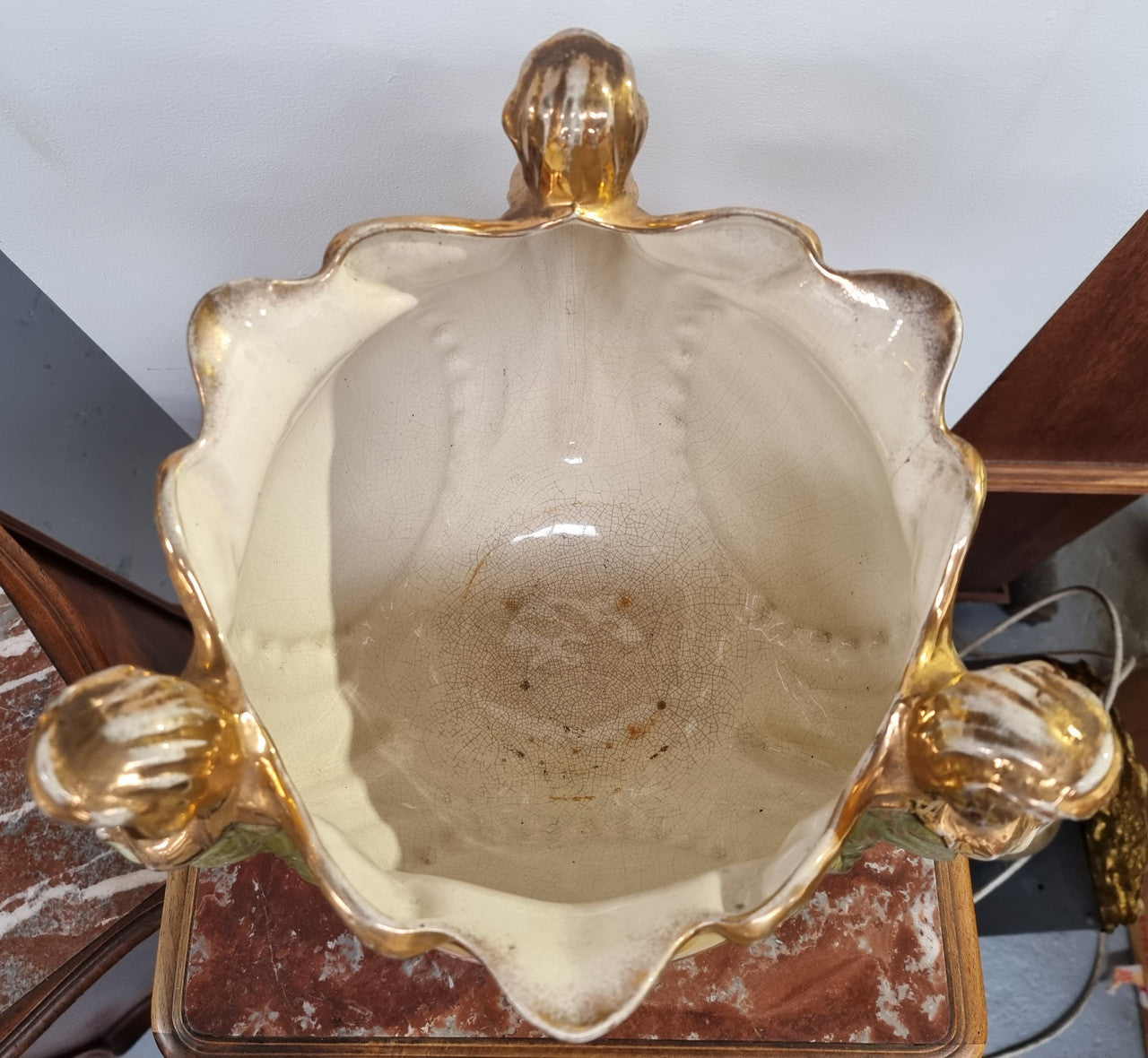 Large late Victorian English jardinière featuring three women figureheads. In good condition some loss to gilding on the figureheads, place view photos as they help form part of the description.