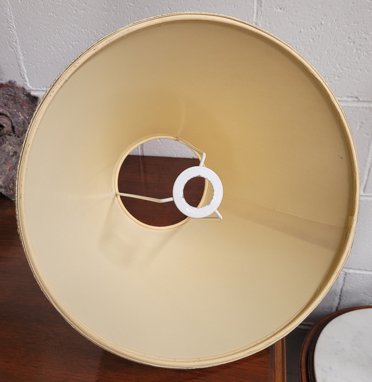 Tall Art Deco Table Lamp – Brass on Wooden Base
