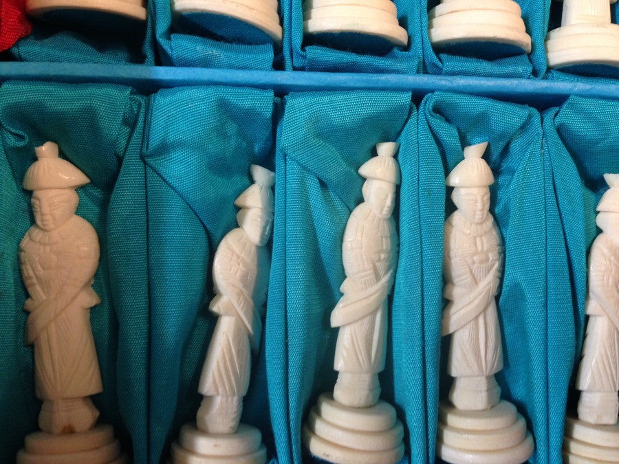 Old Chinese Ox Bone Chess Set