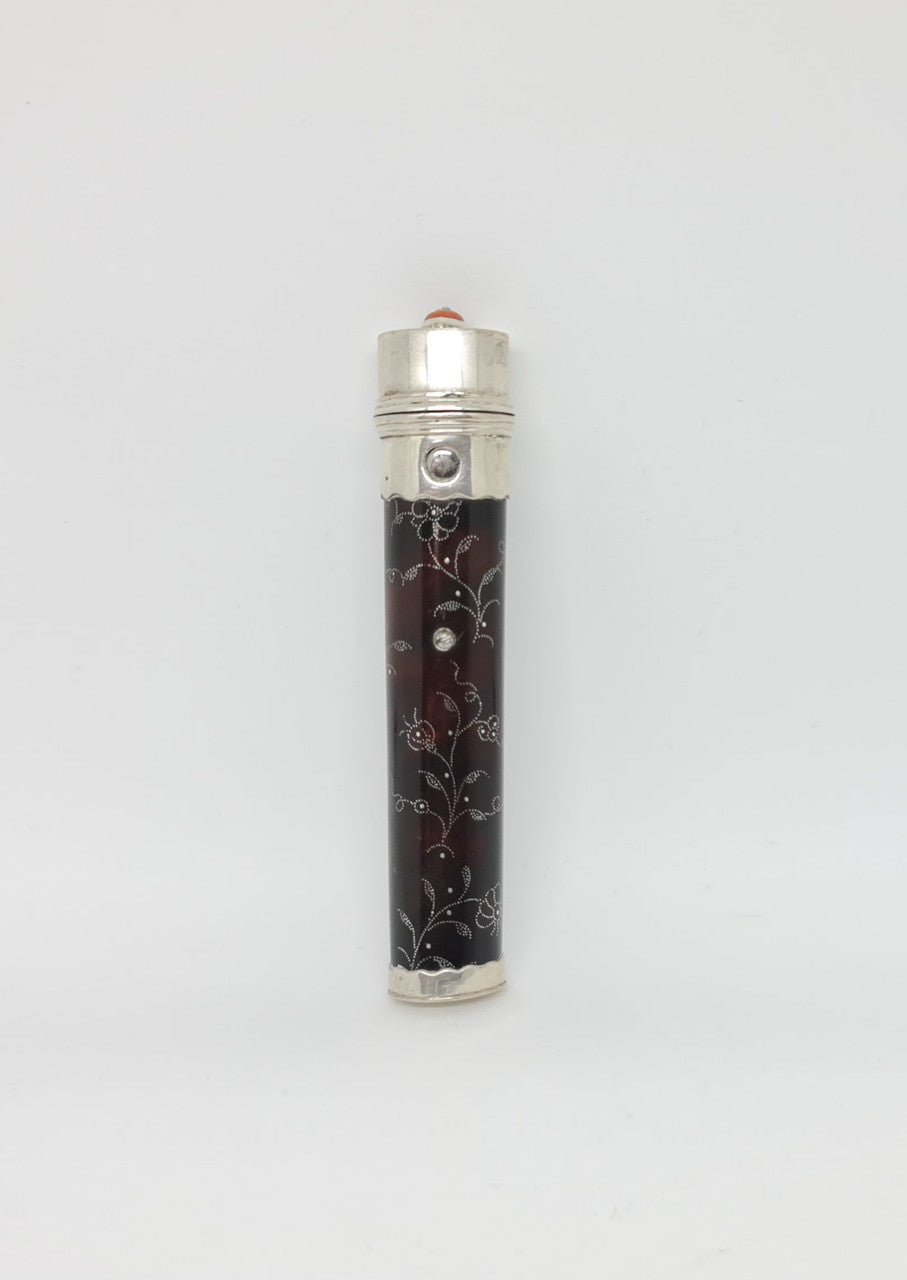Very unique and rare antique french silver and tortoiseshell needle case. It has been superbly decorated. In stunning original condition.
