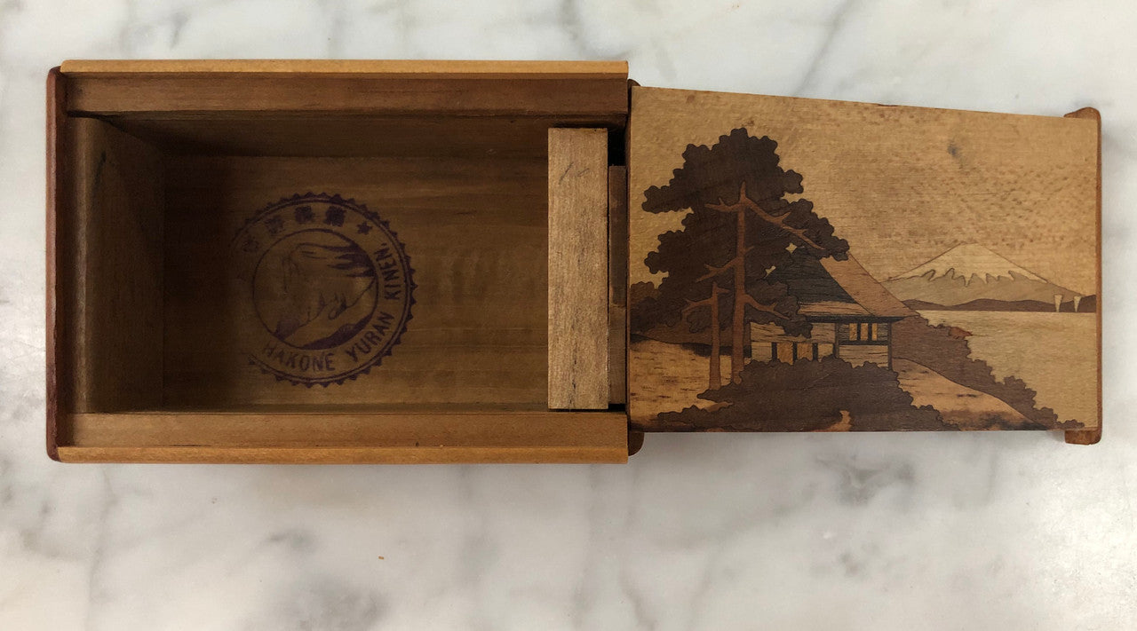 Vintage Marquetry Wooden Puzzle Box