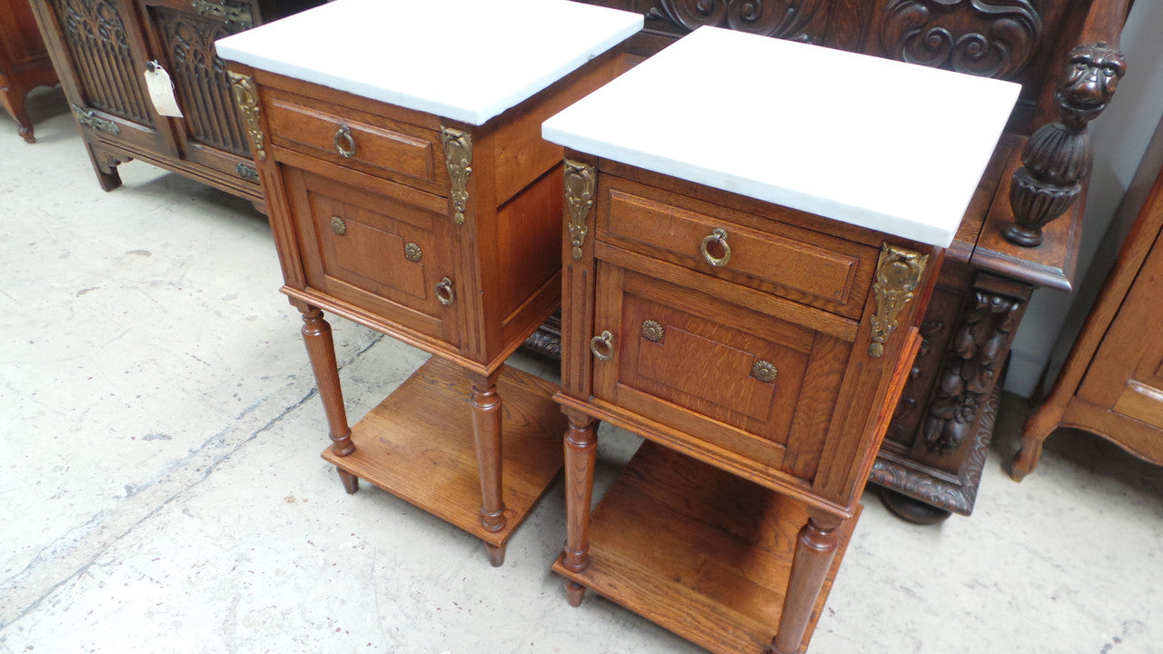 Pair of French Oak Bedside Cabinets-8