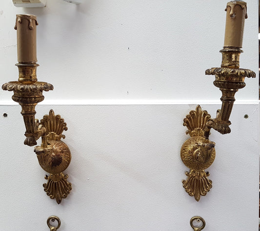 A Pair Antique French – Parisienne Empire Style Gilt Bronze Wall Lights