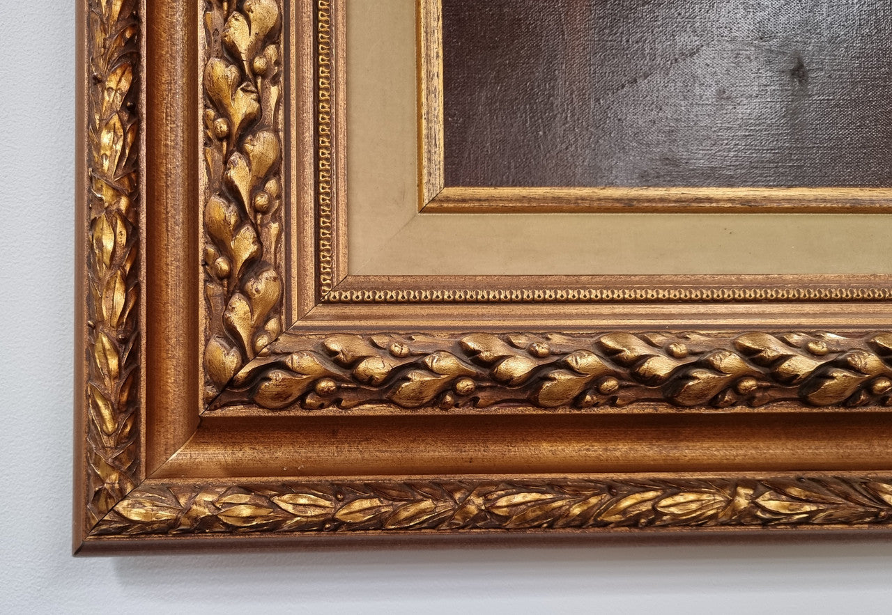Sourced in France is the beautiful still life oil painting on canvas, of a bird, rabbit and deer. Framed in a beautiful ornate gilt frame and in good original condition.