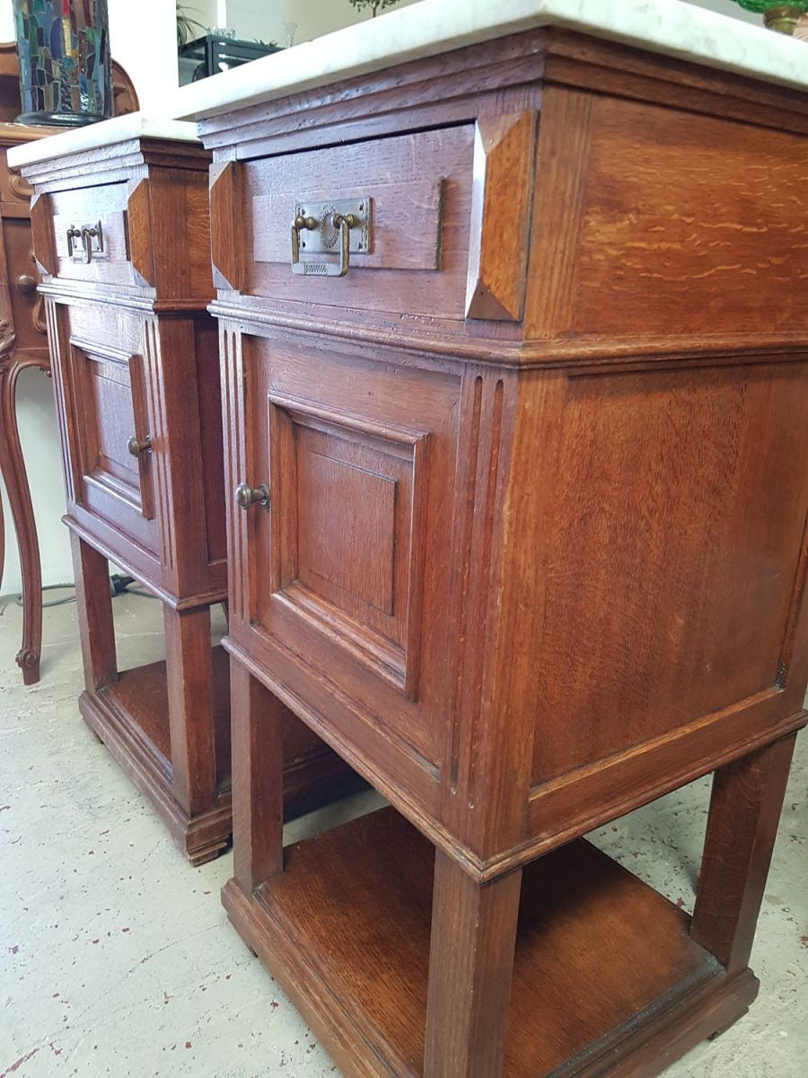 French Pair of Oak Beside Cabinets