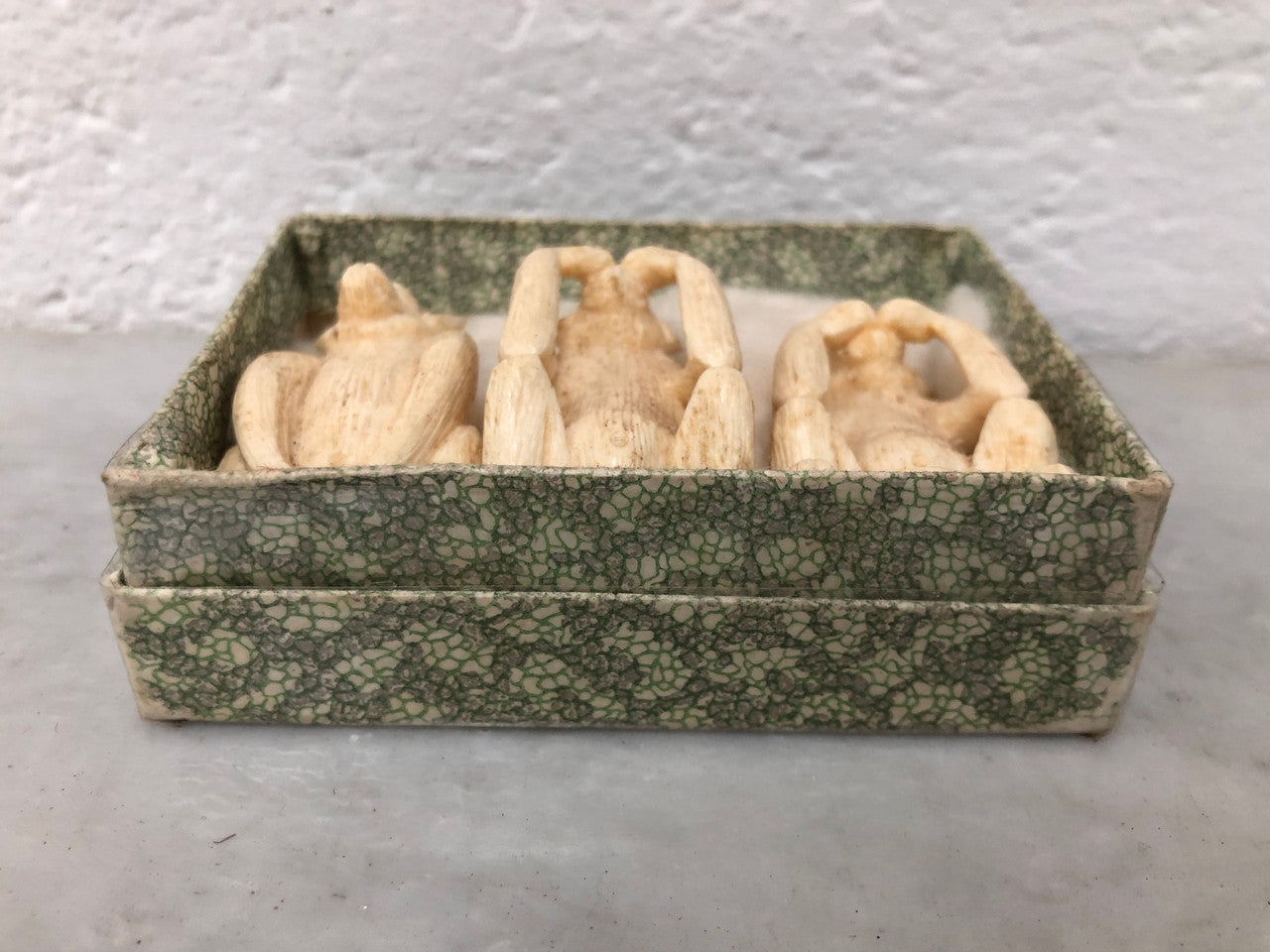 Antique carved Ivory Three Wise Monkeys. In good original condition.