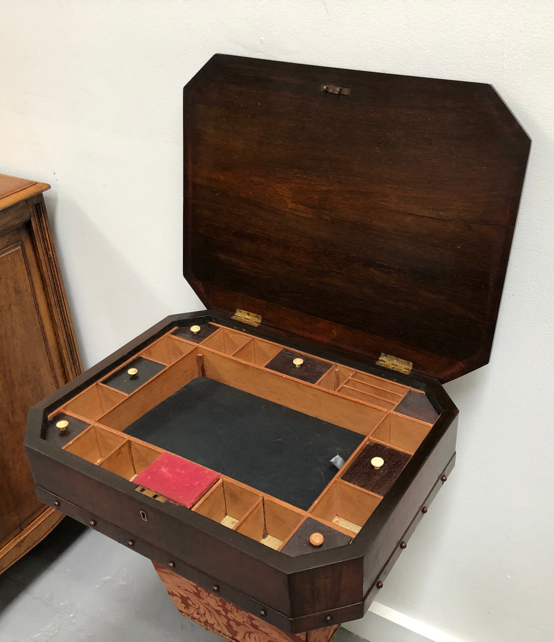 Early Victorian work/sewing/chess table. In amazing original detailed condition and it has been sourced locally. Circa: 1840.