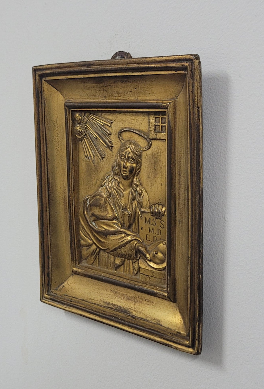 19th Century gilt bronze religious plaque. It is in good original condition, please view photos as they help form part of the description.