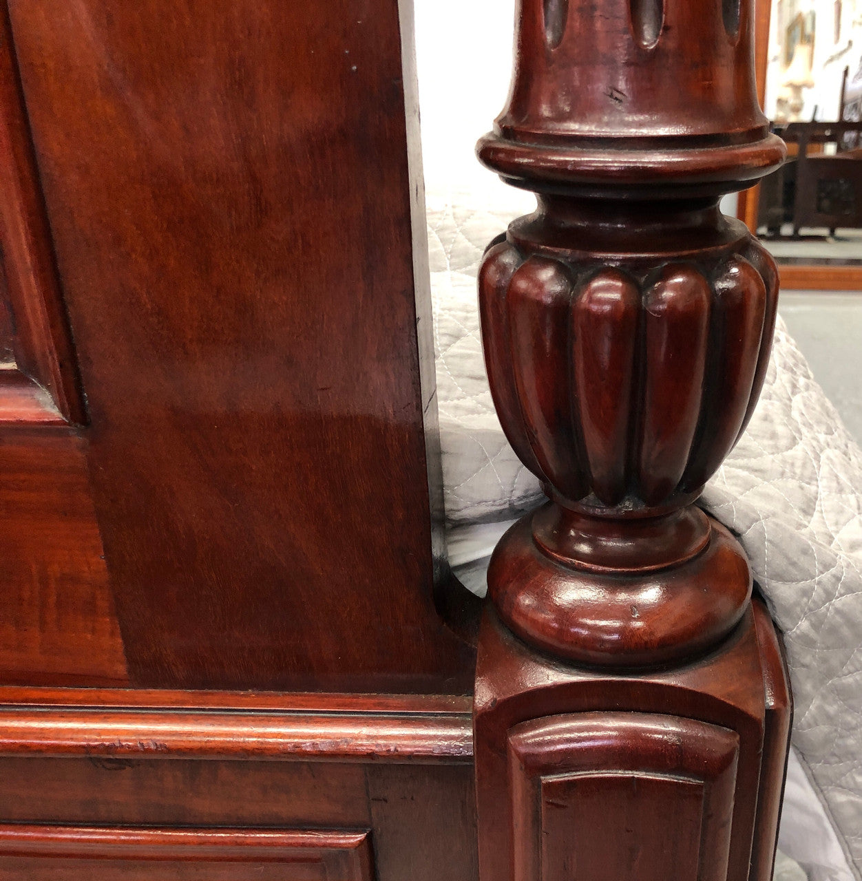 Antique Carved Mahogany Half Tester Poster Bed