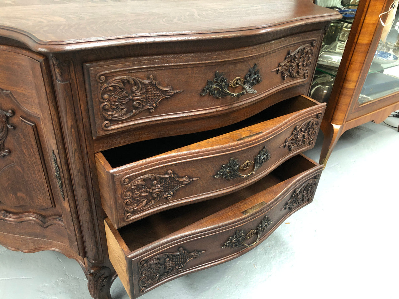 Beautiful French Oak Carved Commode