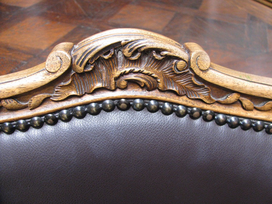 Set of Six French Walnut Dining Chairs