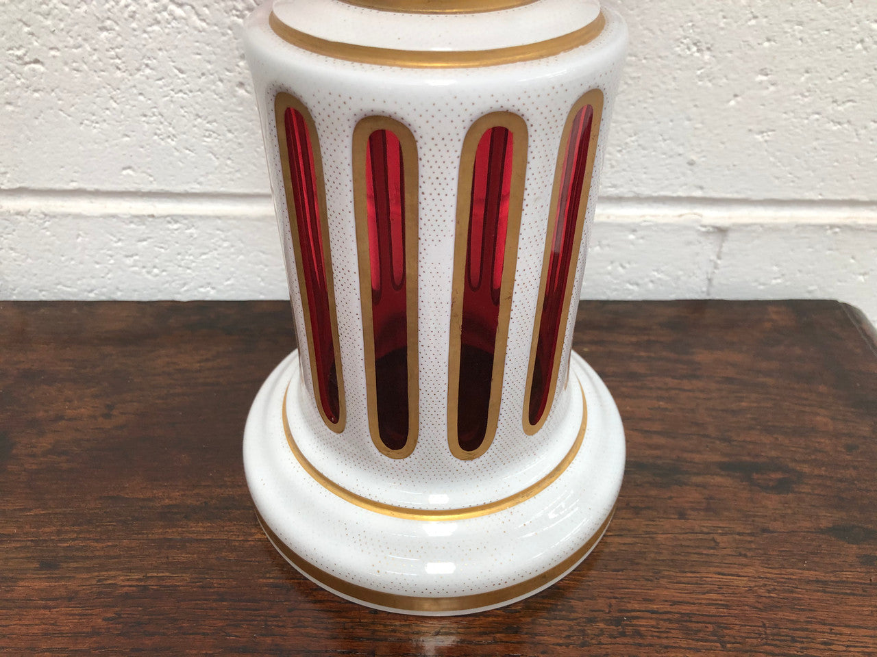 Stunning Victorian overlay ruby glass Centerpiece in good original condition.