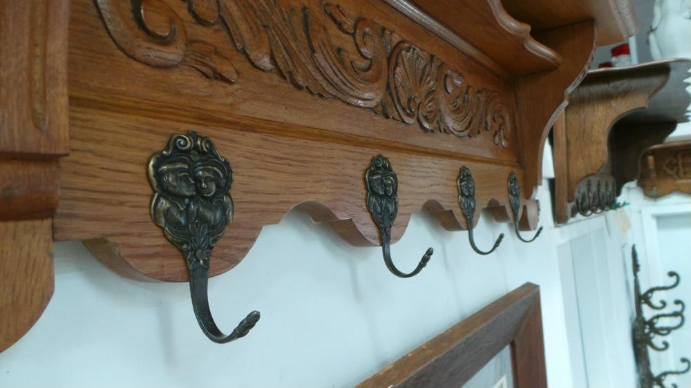 French Oak Wall Coat Rack