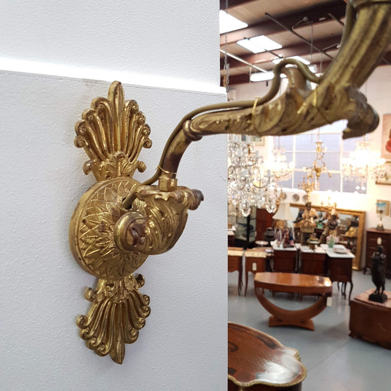 A Pair Antique French – Parisienne Empire Style Gilt Bronze Wall Lights