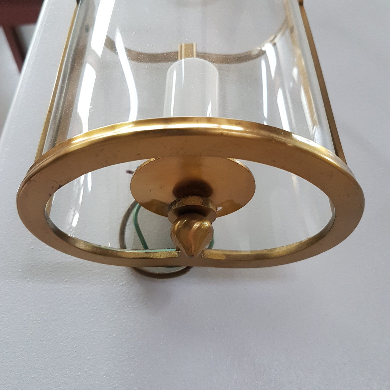 A Pair French Gilt Louis XVI Style Wall Lanterns With Moulded Glass Surround