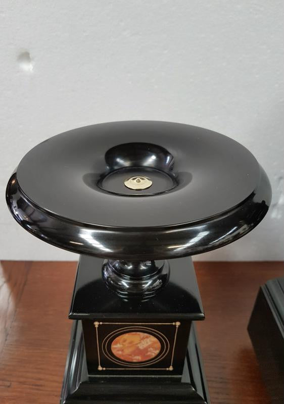 French Black Marble Three Piece Clock Set