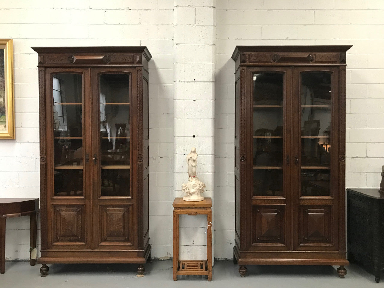Superb Pair of Henry II style French Two Door Oak Bookcases