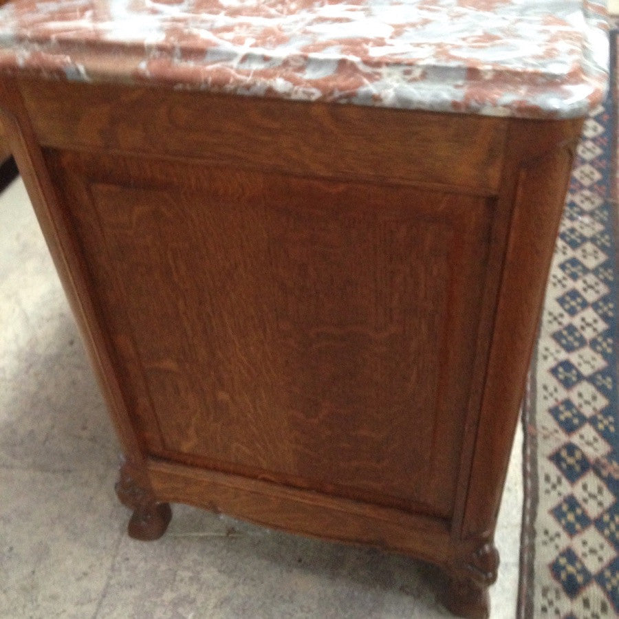 Pair French Marble Top Bedside