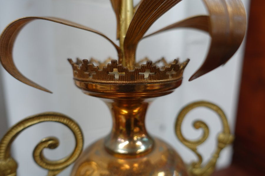 Pair of French brass flower ornaments