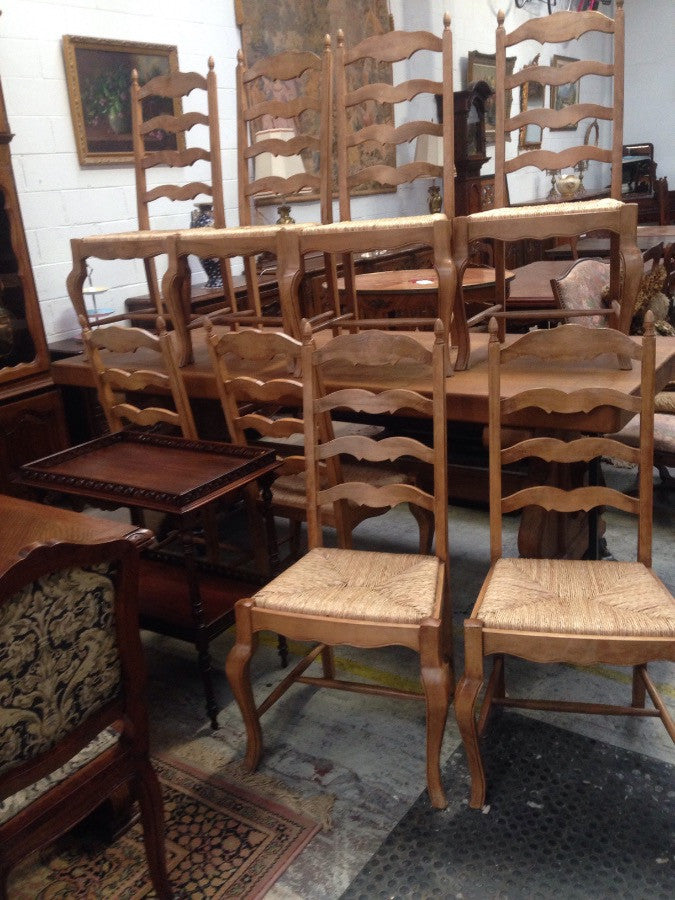 Set 8 French Cherrywood Dining Chairs