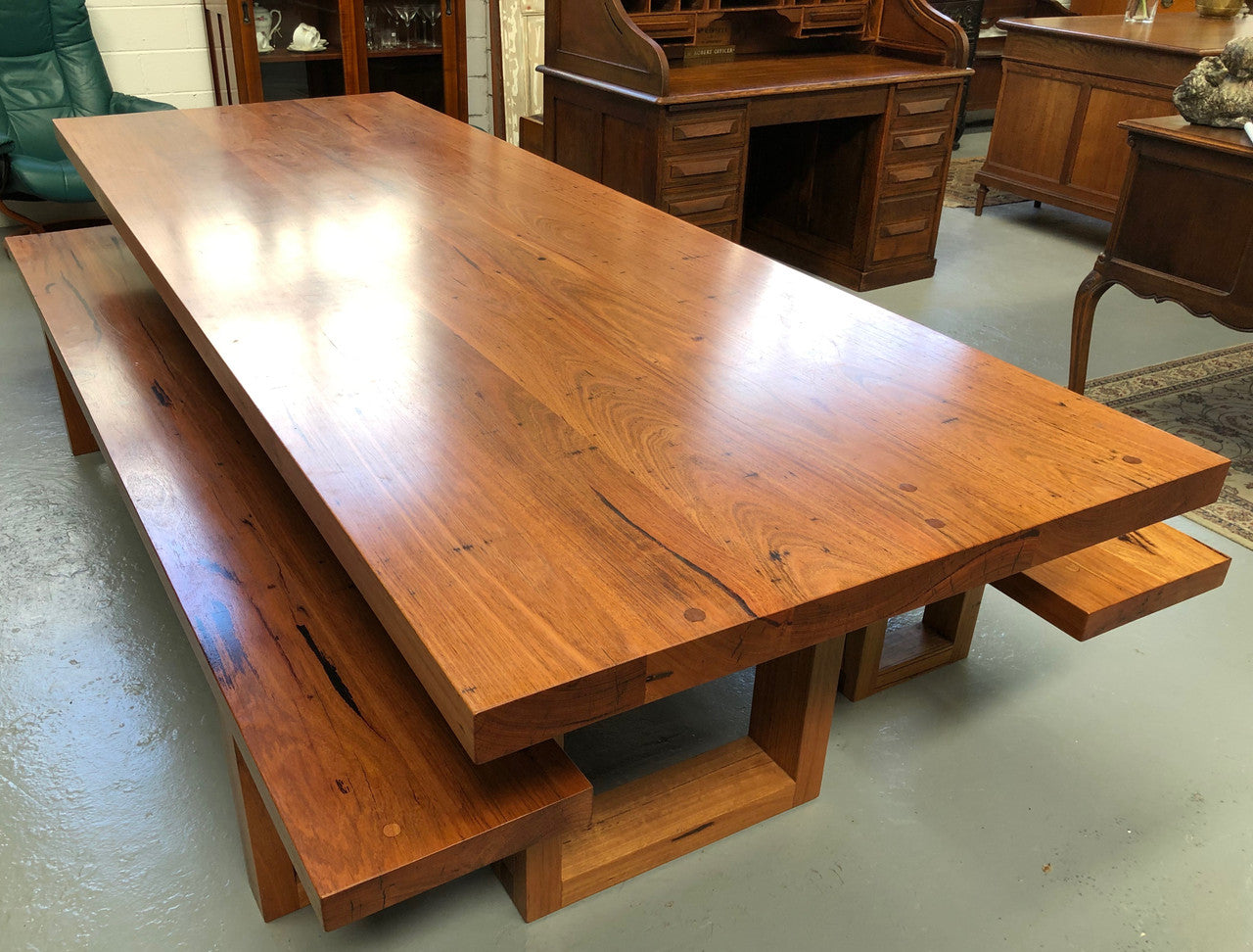Industrial Style Dining Table and Bench Seats