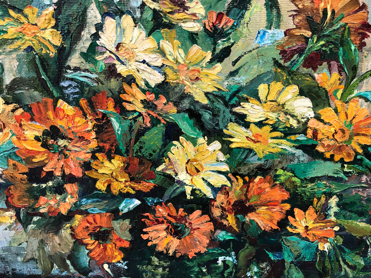 Beautifully framed floral oil on canvas