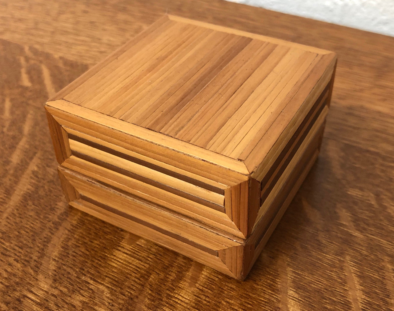 Vintage Square Parquetry Wooden Box
