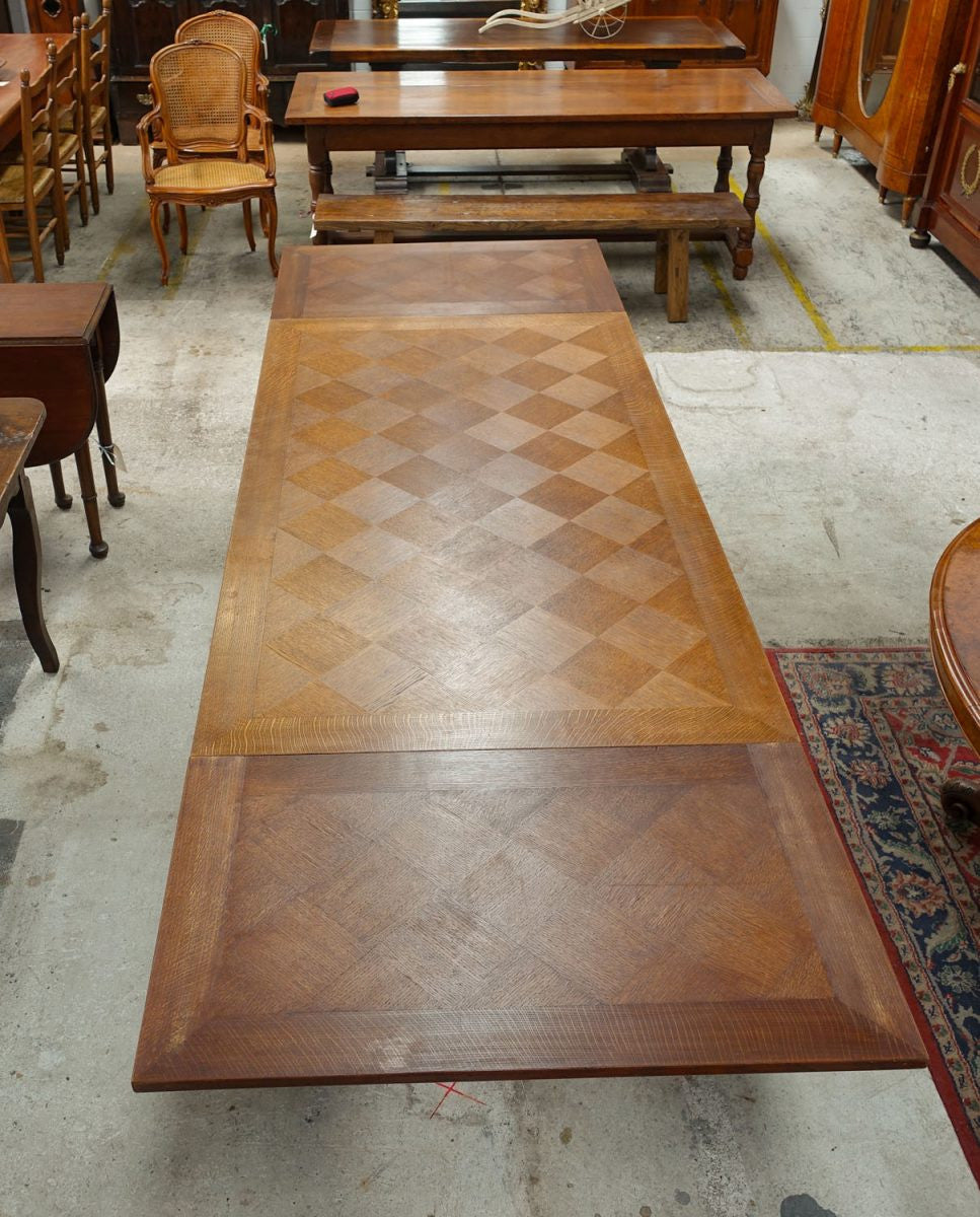 French Spanish Style Parquetry Top Extension Table