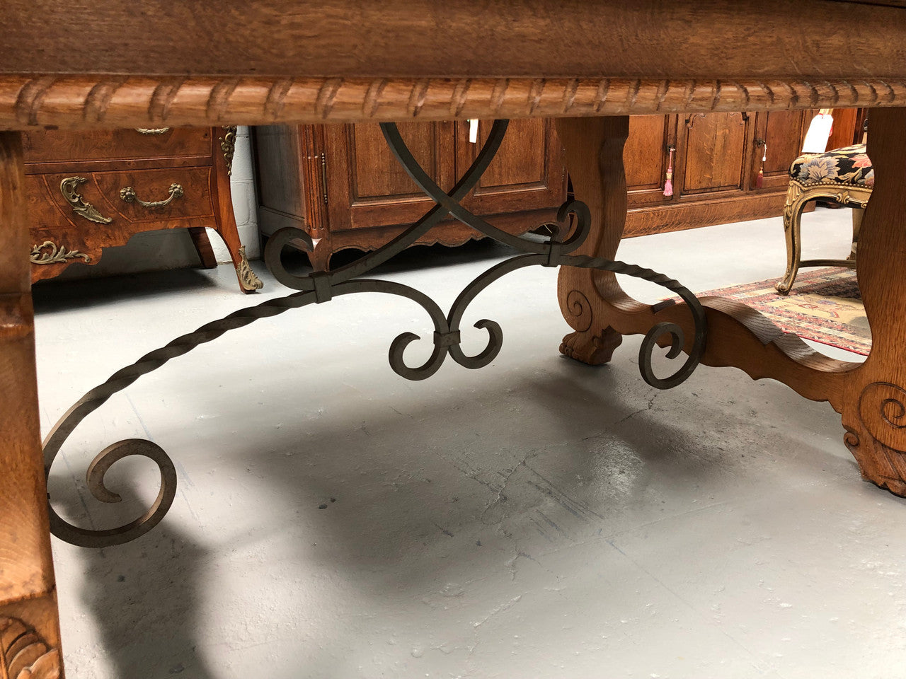 French Oak Spanish Style Extension Table