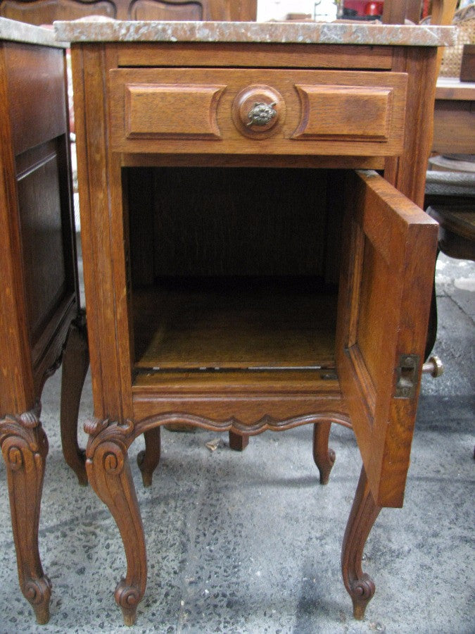 Pair French Oak Bedside Cabinets