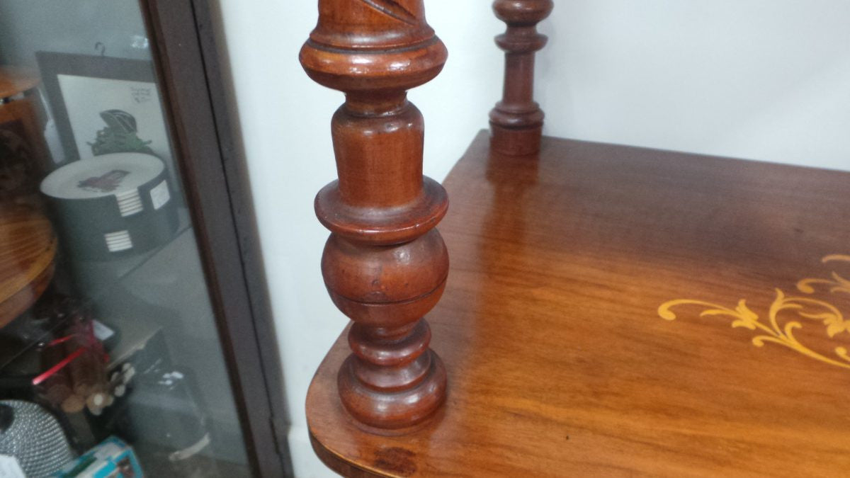 A Beautiful Victorian English Inlaid And Detailed Carved Whatnot