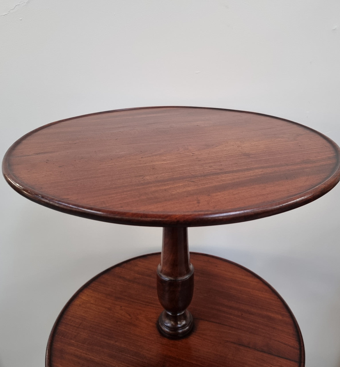 Rare Mahogany Georgian three tier round dumbwaiter. It is in good original condition.