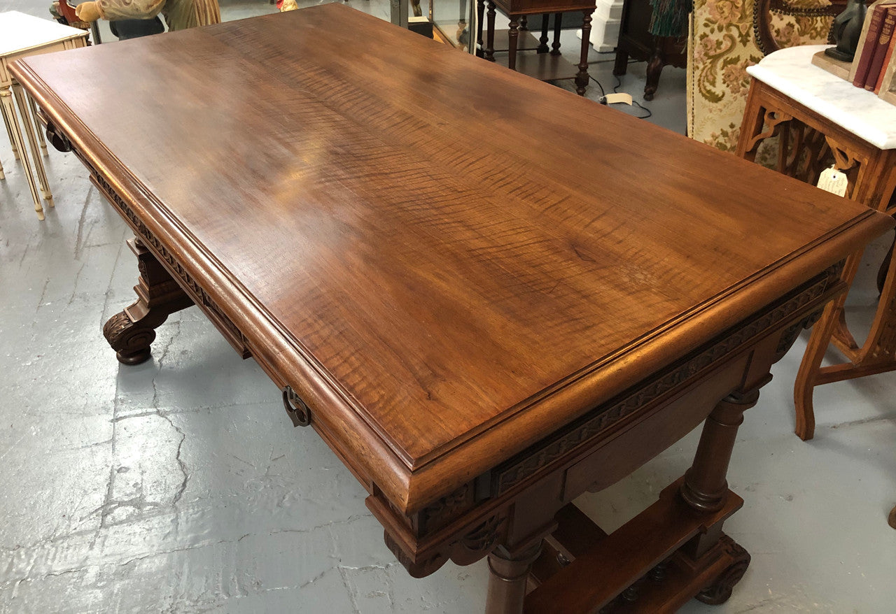 19th Century French Walnut Henry II Style Desk